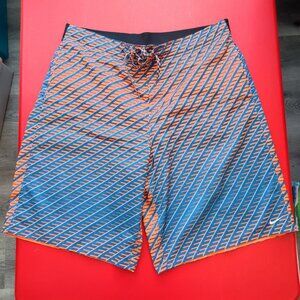 Nike swim trunk orange blue design men's size 36
